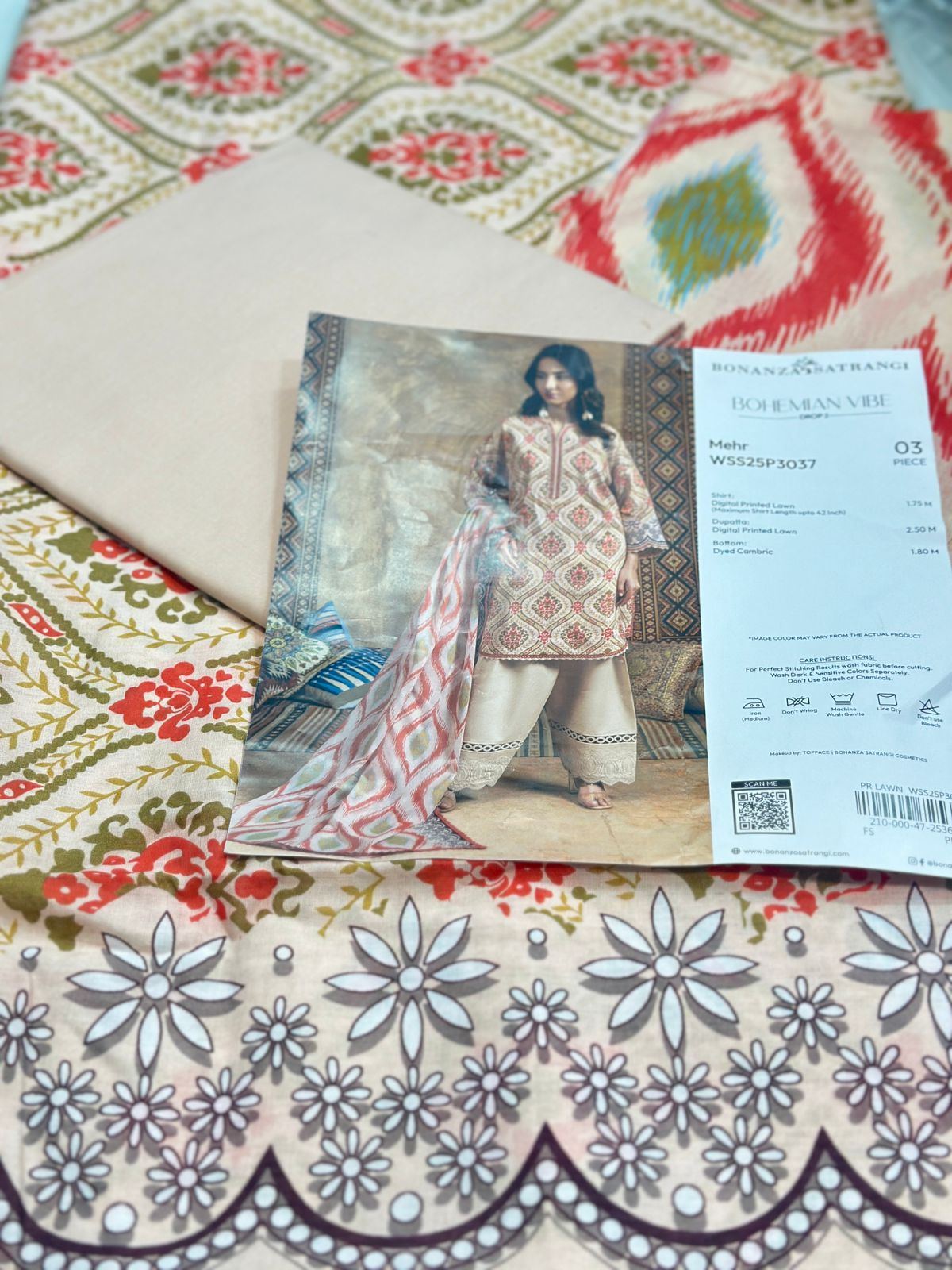 3pc Bonanza Satrangi Lawn suit