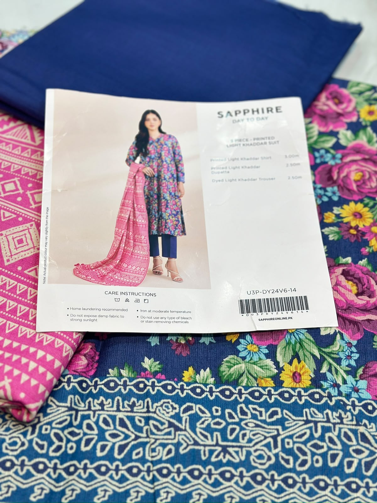 3pc Sapphire Khaddar shirt and Trouser with Dupatta