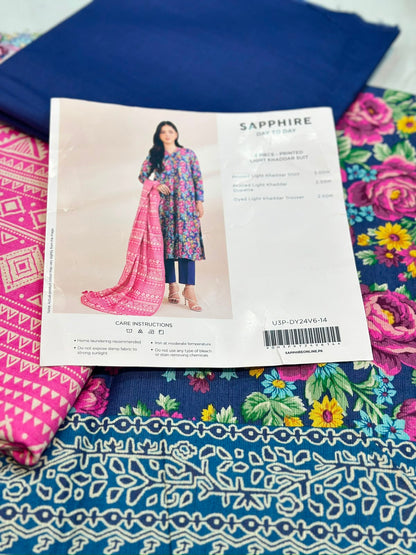 3pc Sapphire Khaddar shirt and Trouser with Dupatta