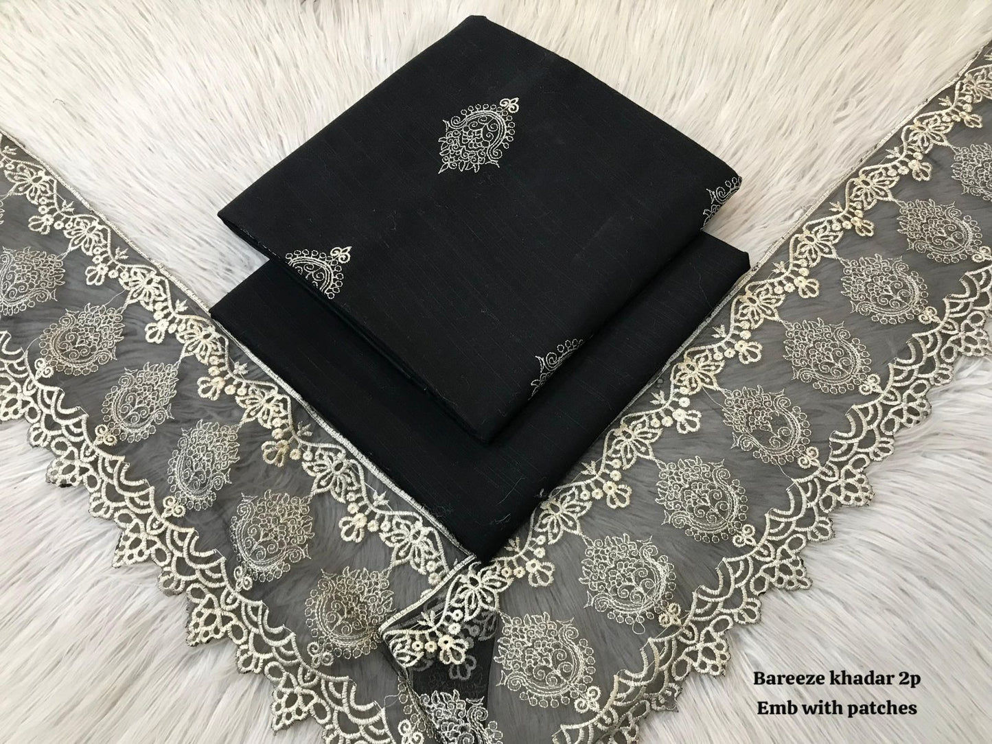 2pc Bareeze  Embroidery Khaddar with patches