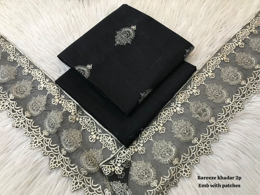 2pc Bareeze  Embroidery Khaddar with patches
