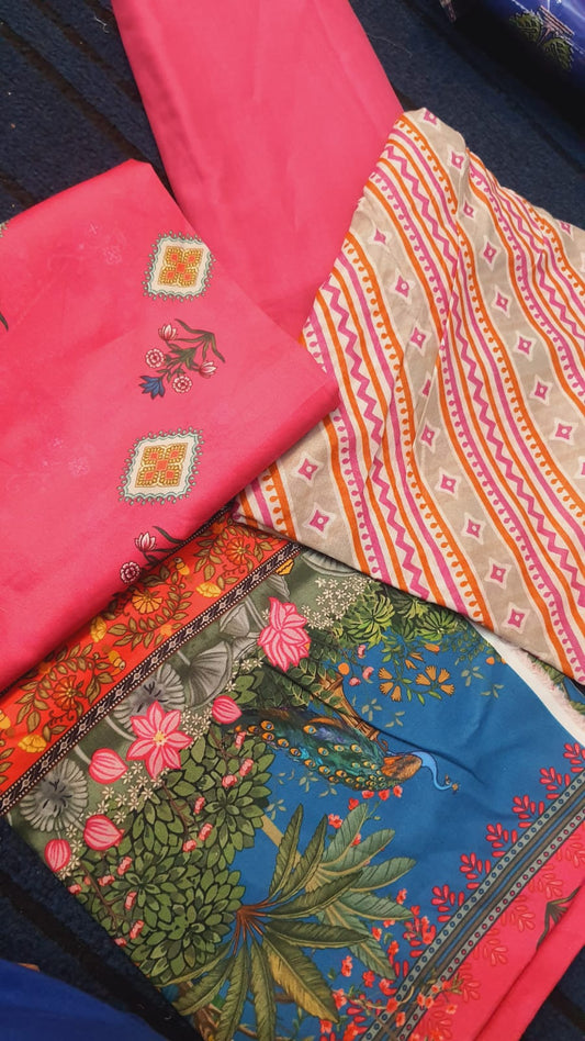 3pc So Kamal Lawn Shirt with Trouser and Trouser with Dupatta