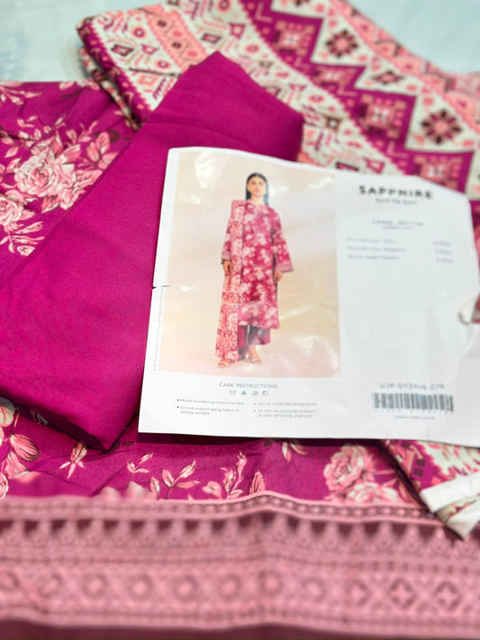 3pc Sapphire Linen shirt and Trouser with Dupatta