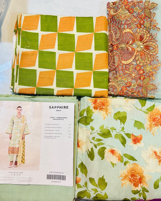 3pc Sapphire Embroidery Khaddar