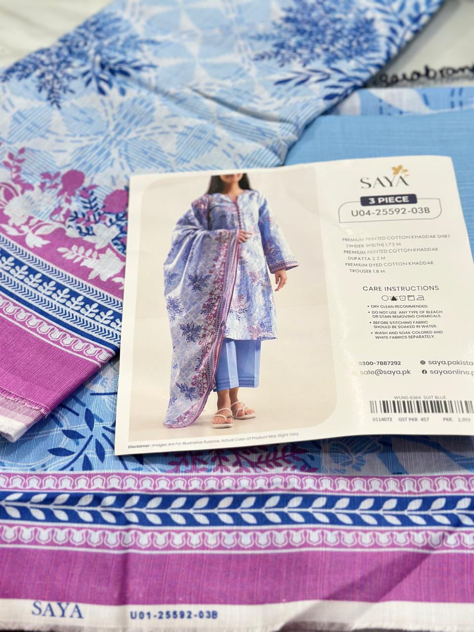 3pc SAYA Cotton khaddar