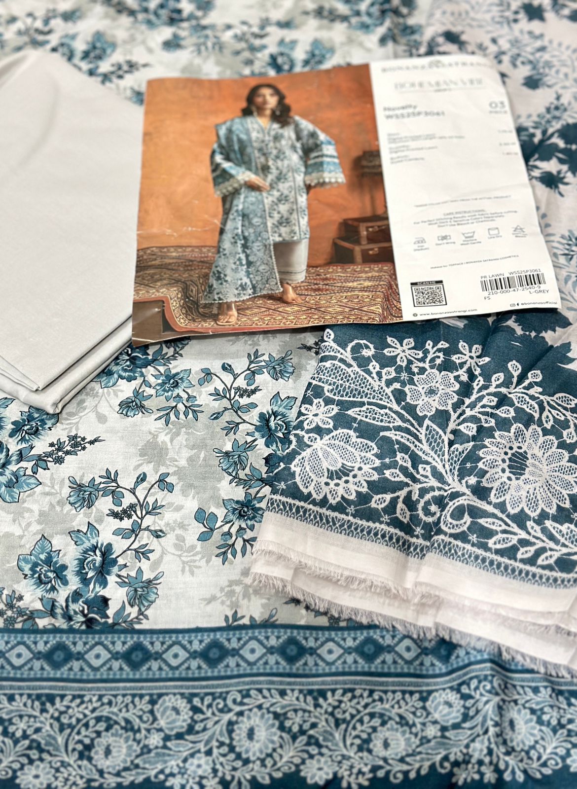 3pc Bonanza Satrangi Lawn suit