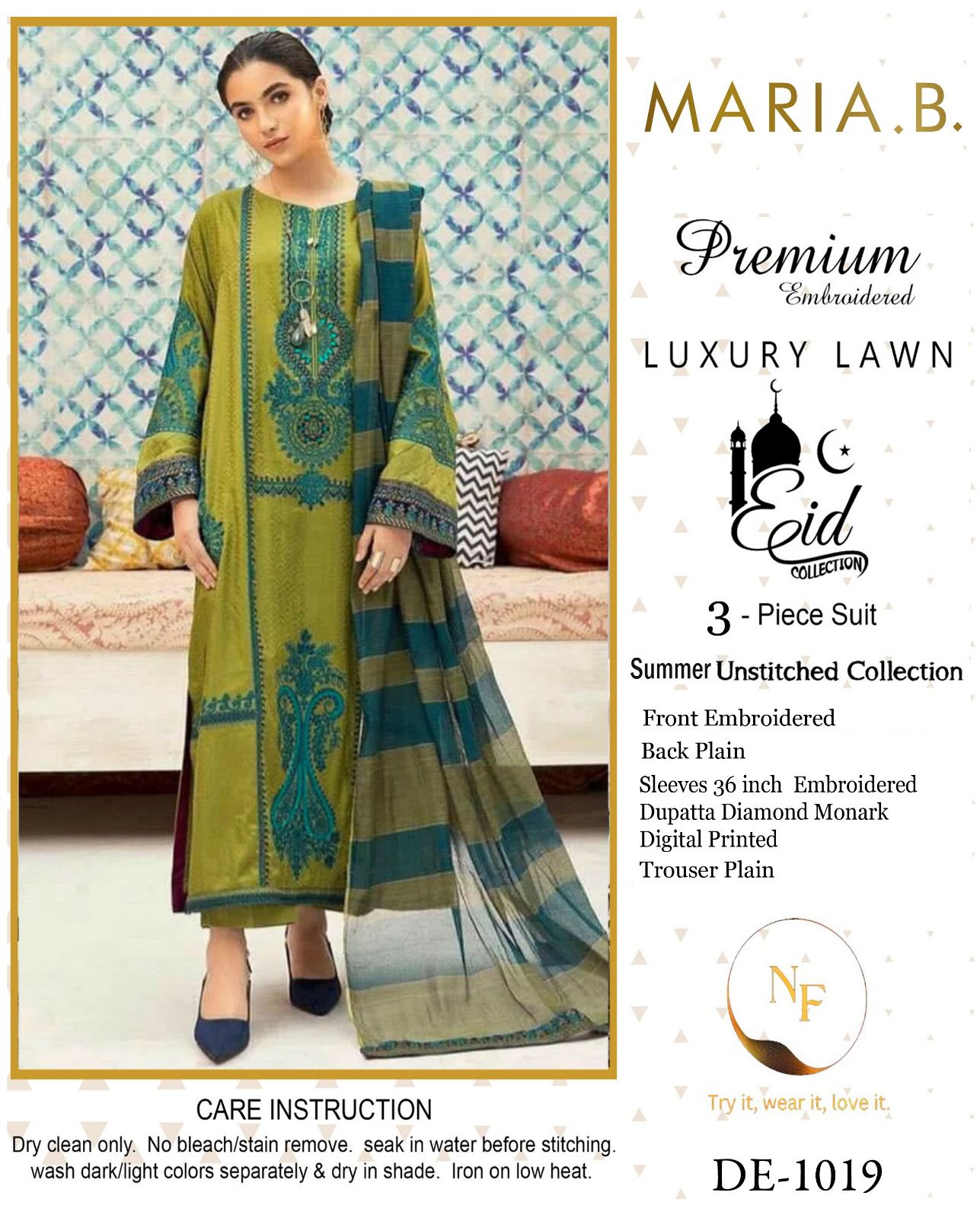 3pc Maria B luxury lawn suit