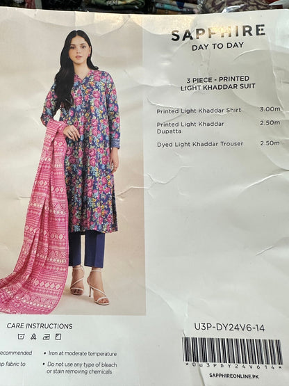 3pc Sapphire Light  Khaddar