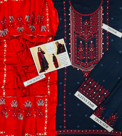 3pc Zara Shahjahan Luxury Dahank