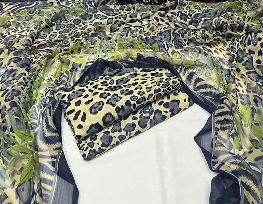 3pc printed lawn shirt and Trouser with Chiffon Dupatta