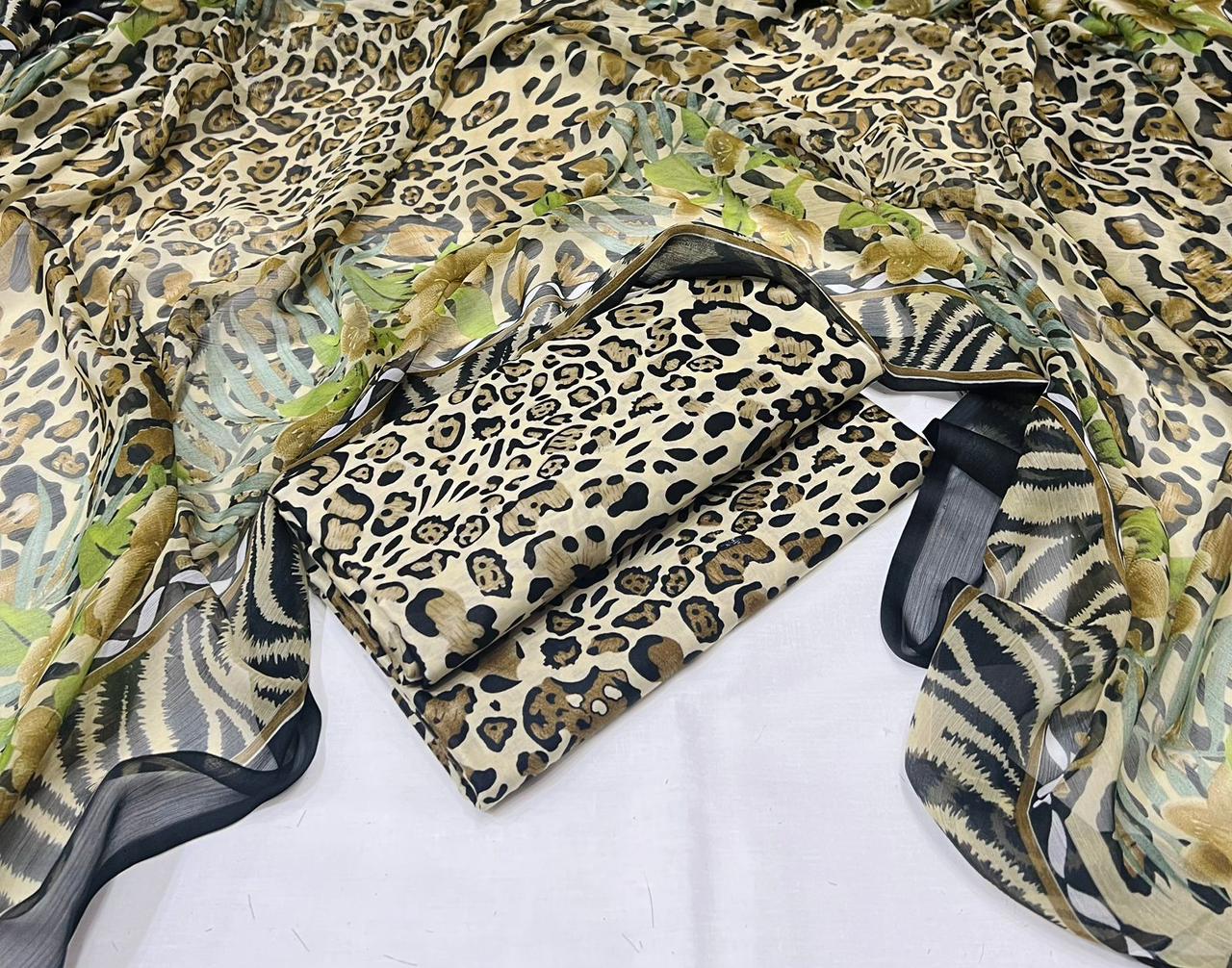 3pc printed lawn shirt and Trouser with Chiffon Dupatta