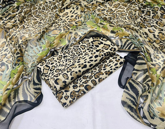 3pc printed lawn shirt and Trouser with Chiffon Dupatta