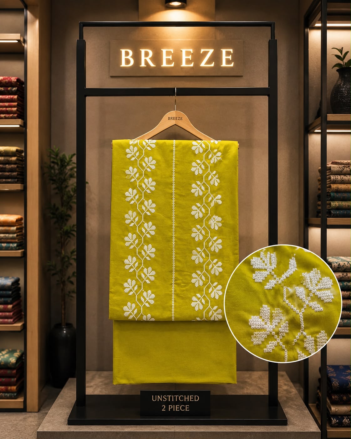 2pc Bareeza Embroidery Lawn Shirt with Trouser