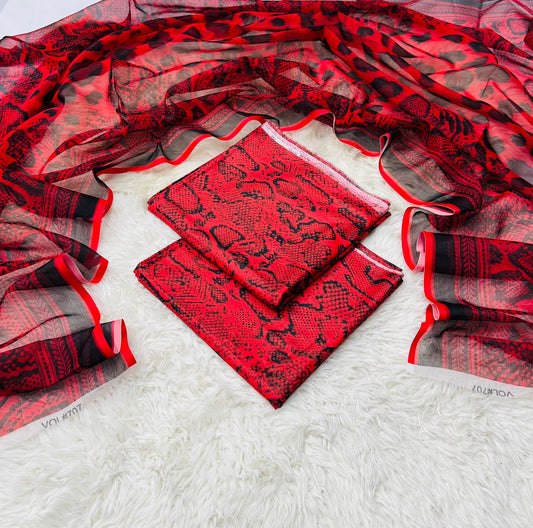 3pc Branded lawn with Chiffon Dupatta