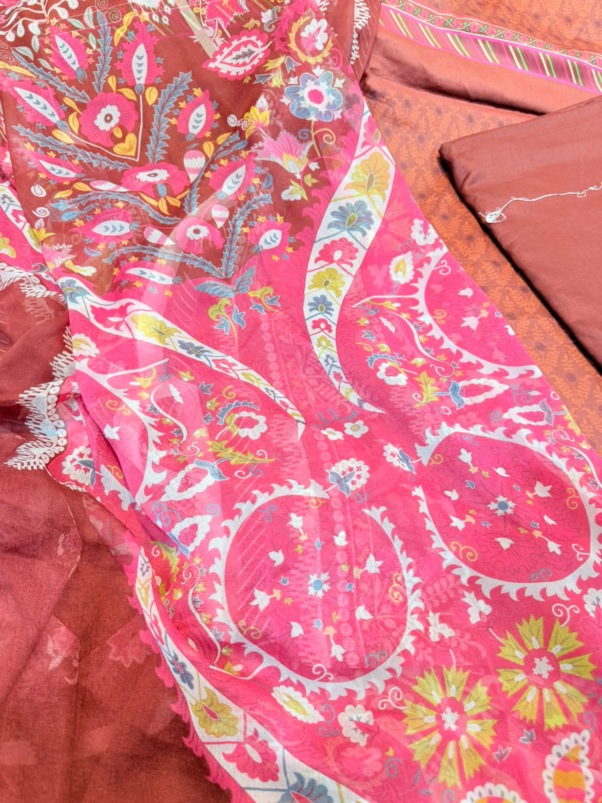 3pc khaddi lawn shirt and Trouser with Dupatta