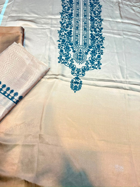 3pc printed silk suit