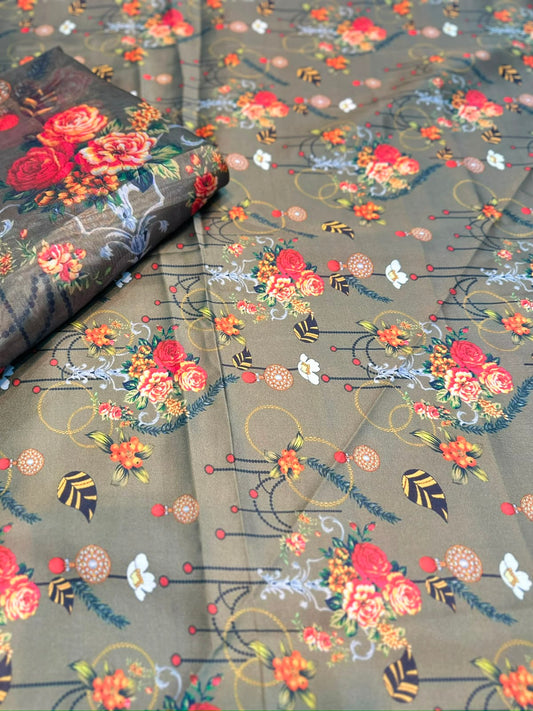 2pc printed silk shirt and Dupatta