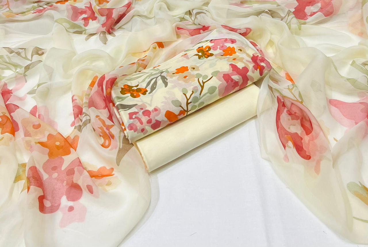 3pc printed lawn shirt and Trouser with Chiffon Dupatta